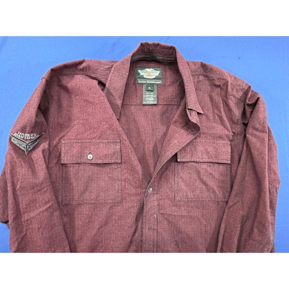 Harley Davidson Genuine Motorclothes Long Sleeve Button Up Shirt Red Size‎ XL
